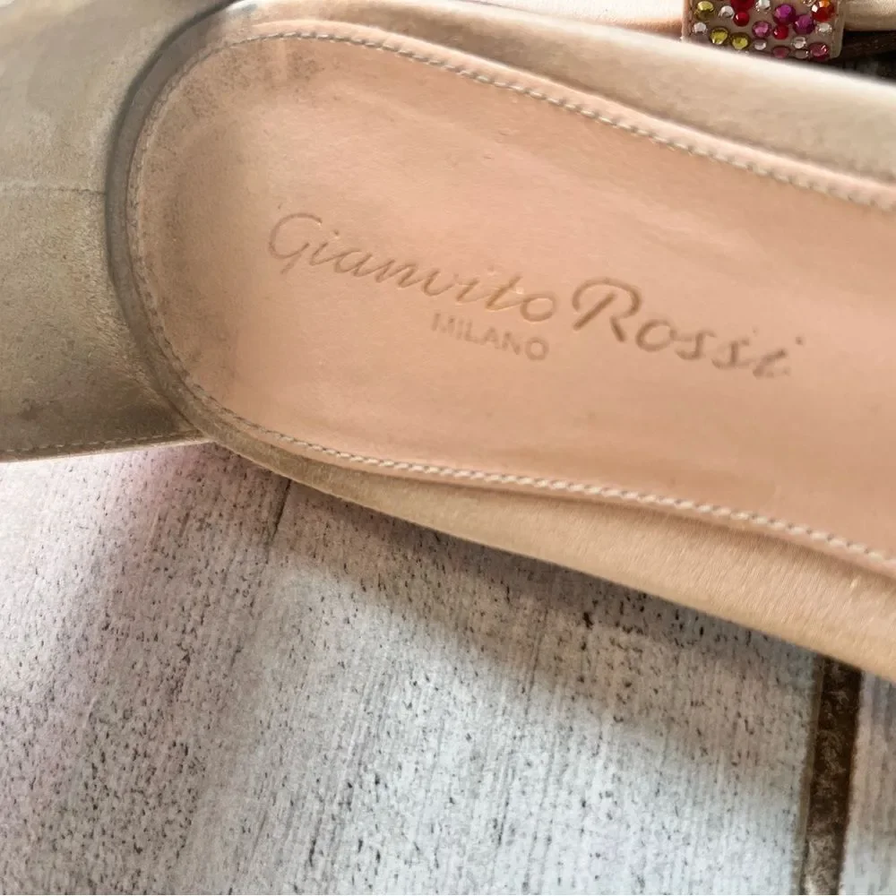 Gianvito Rossi Natural Raso Crystal Ankle Strap Sandals Euro 36/US 6
